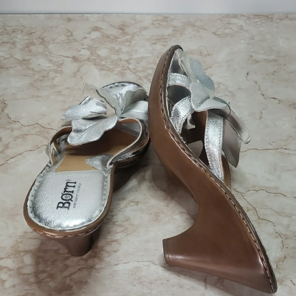 Born Women's Metallic Silver Heels